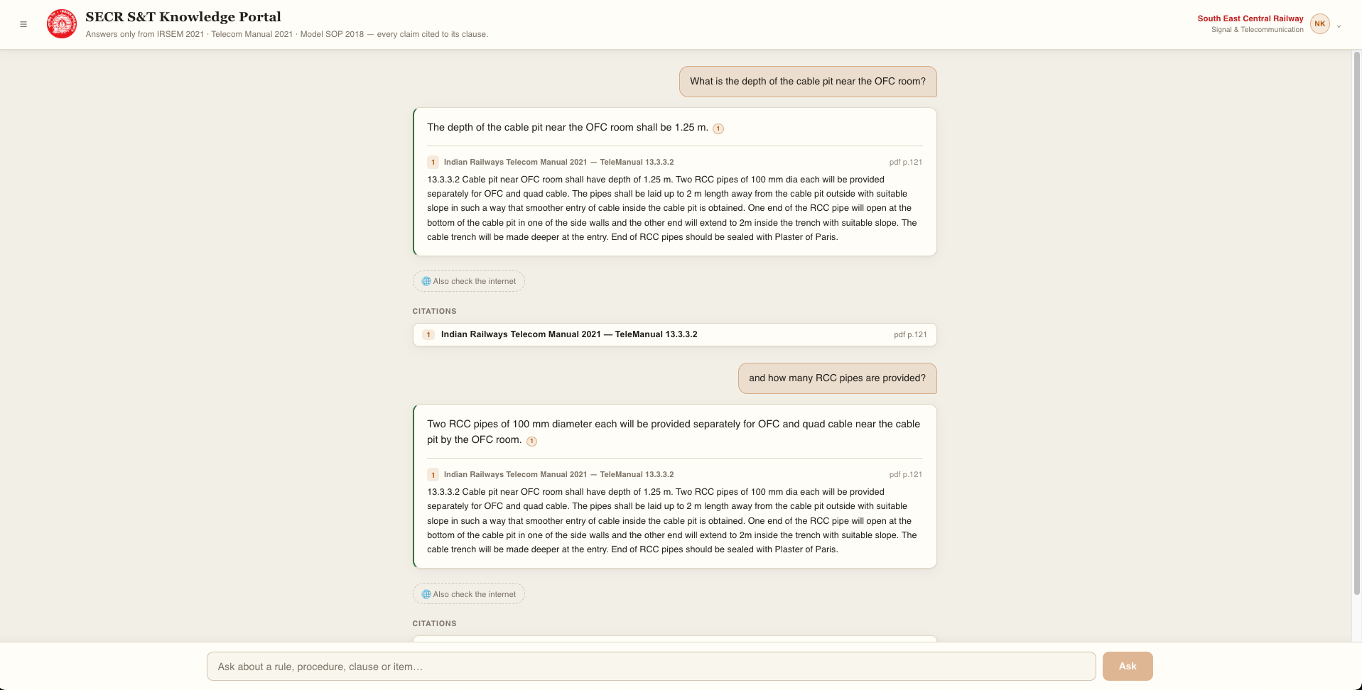 A follow-up question resolved using earlier turns